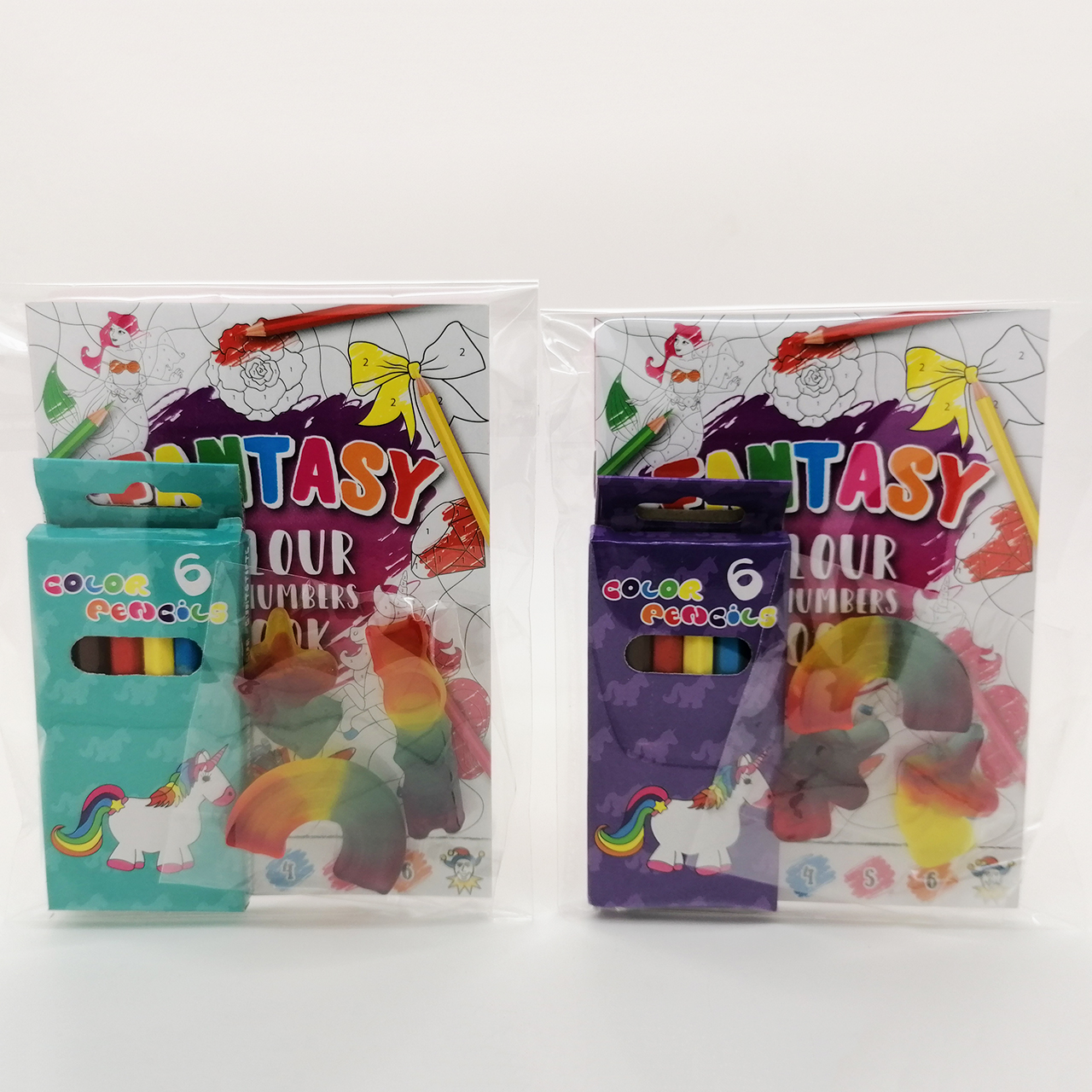 Eenhoorn traktatie school meisje kleurpotloden snoepjes