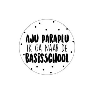 Ronde wensstickers 40mm aja paraplu ik ga naar de basisschool