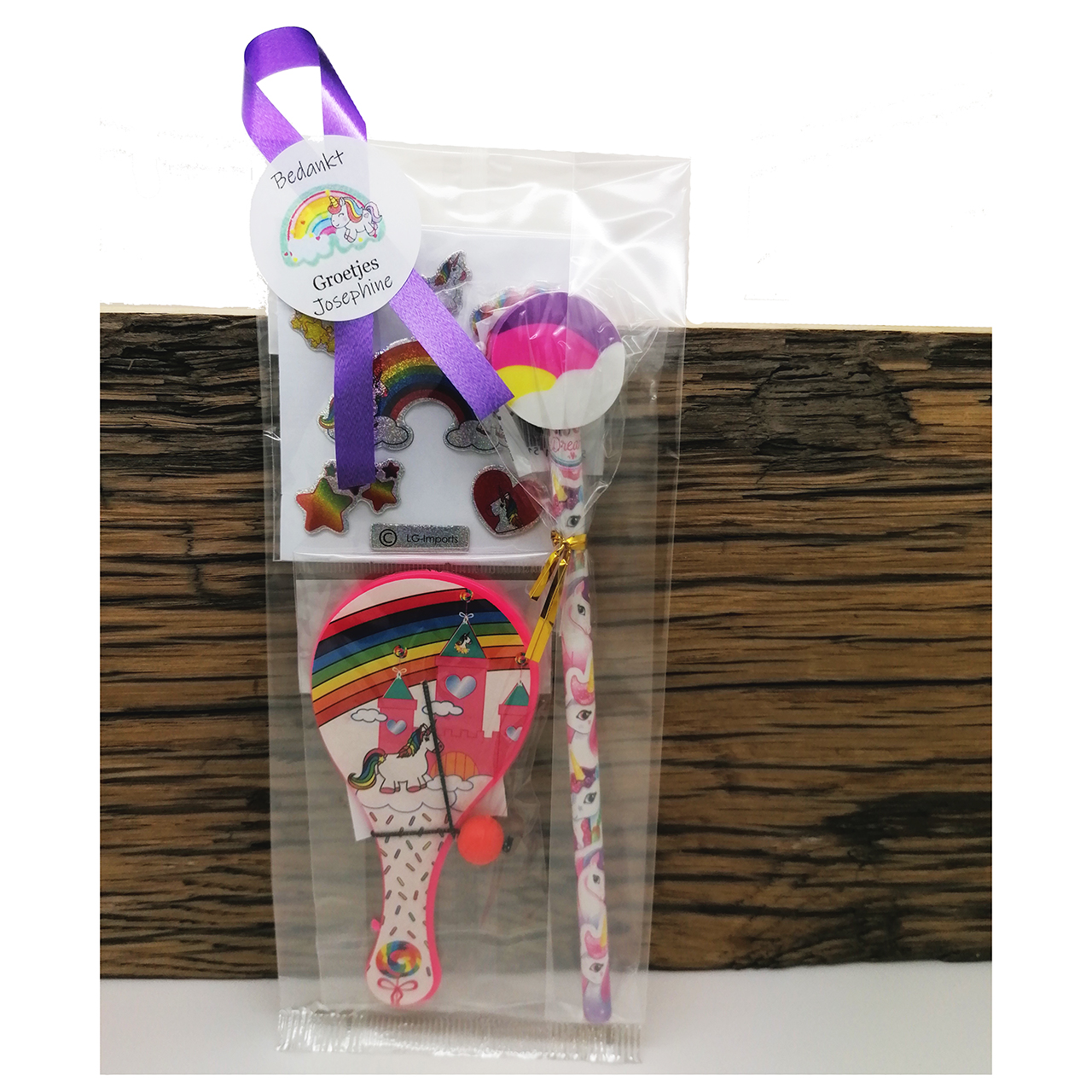 Unicorn traktatie kant en klaar potlood stickers