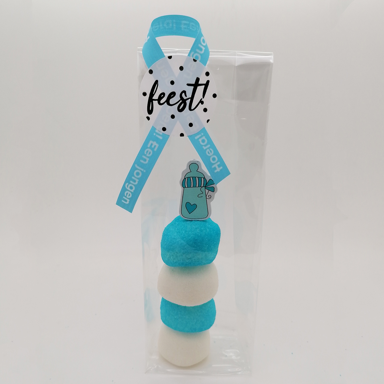 Geboorte traktaties jongen blauw hoera