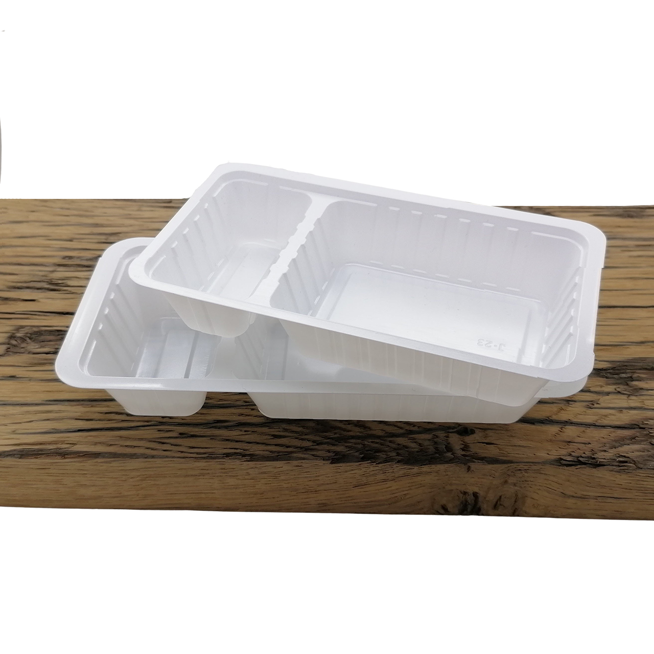 Frietbakjes 2 maten wit plastic