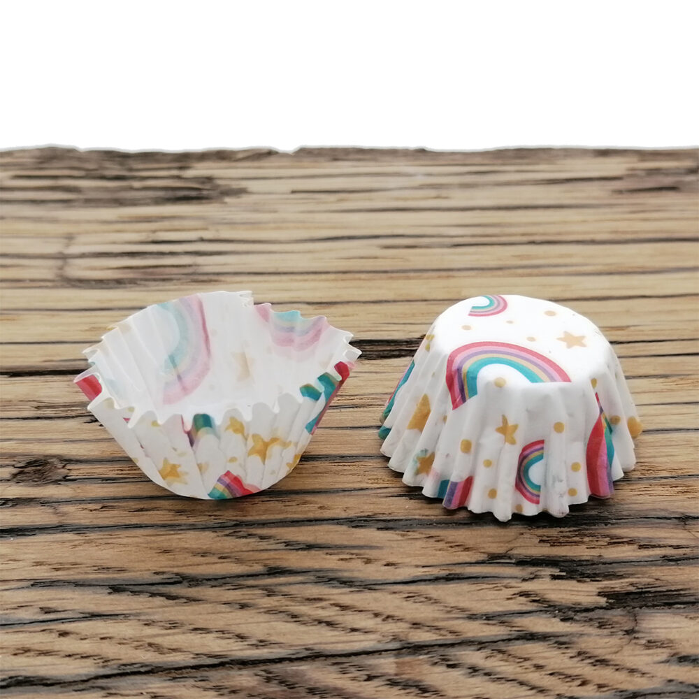 Mini cupcake vormpjes regenboog papier