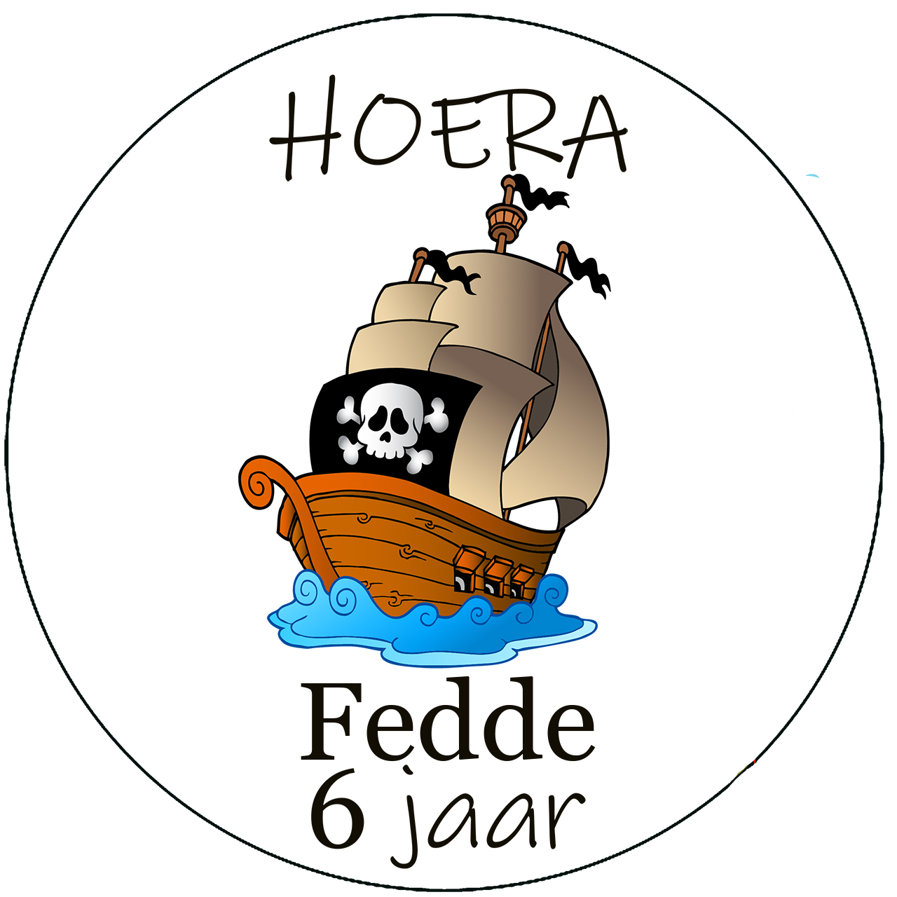 Naamsticker 002 piraten traktatie Piraat naamstickers traktaties