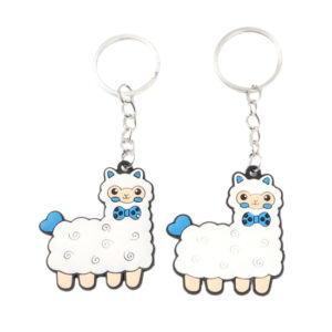 Blauwe witte alpaca sleutelhanger