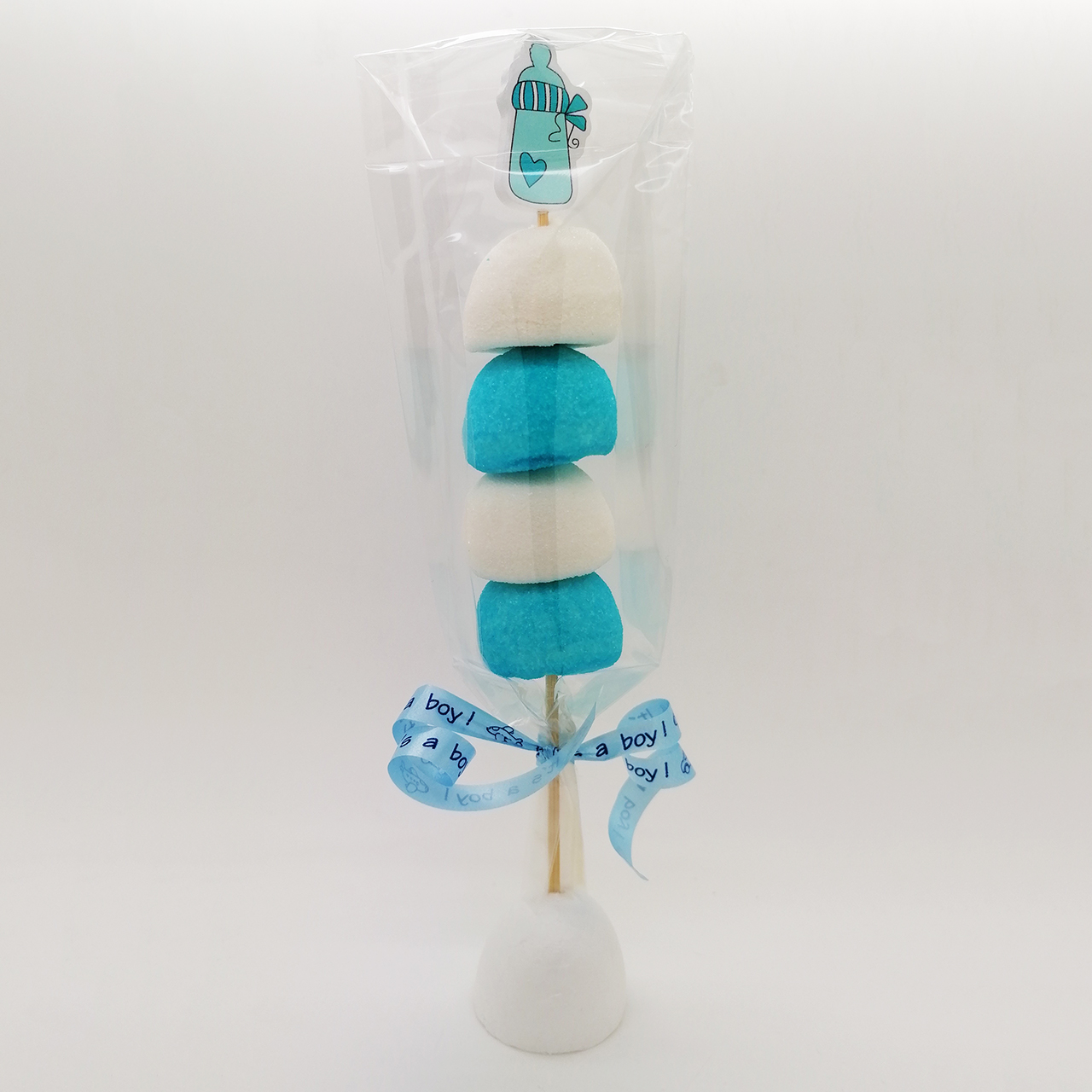 Spekbol prikkers geboorte jongen blauw wit