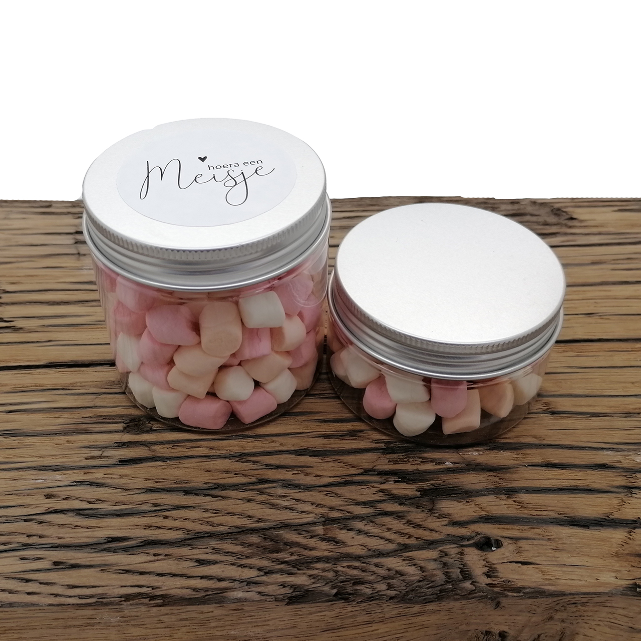 Meisje geboorte traktatie spekkies roze met naam