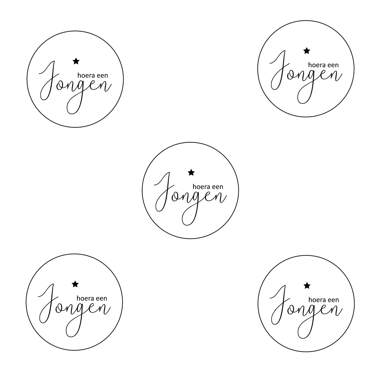 Geboorte traktatie stickers rond zwart wit jongen