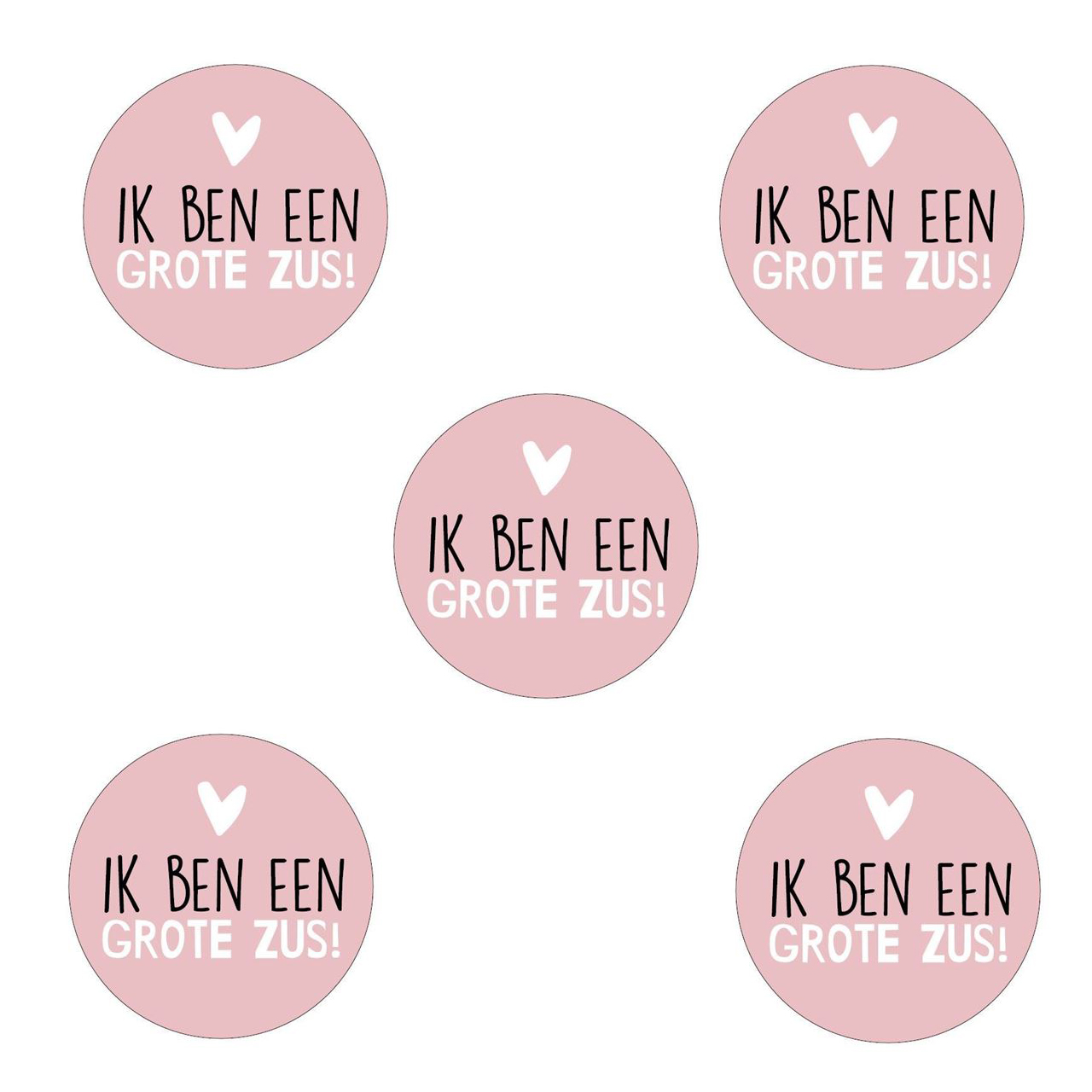 Ronde grote zus geboorte stickers