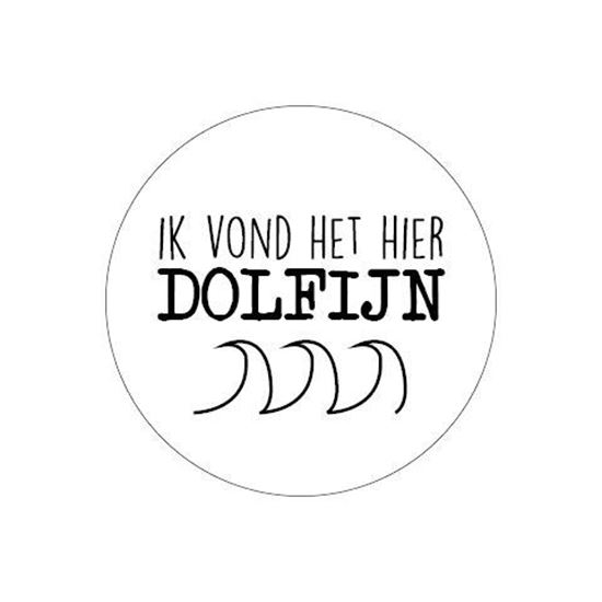 Traktatie sticker ik vond het dolfijn hier afscheid