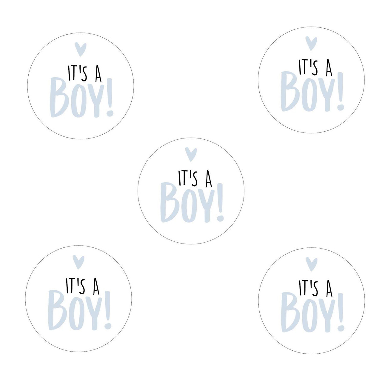 Ronde stickers geboorte jongen blauw rond