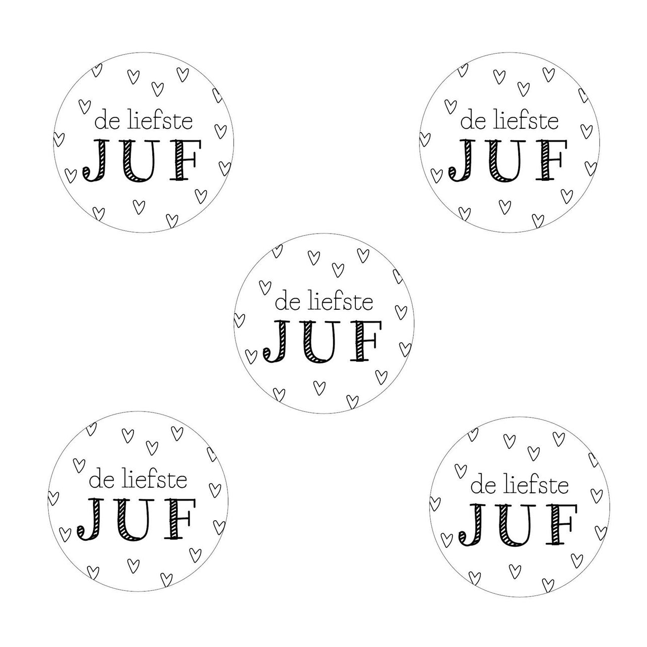 Liefste juf wensstickers 40mm juffendag stickers rond de liefste juf