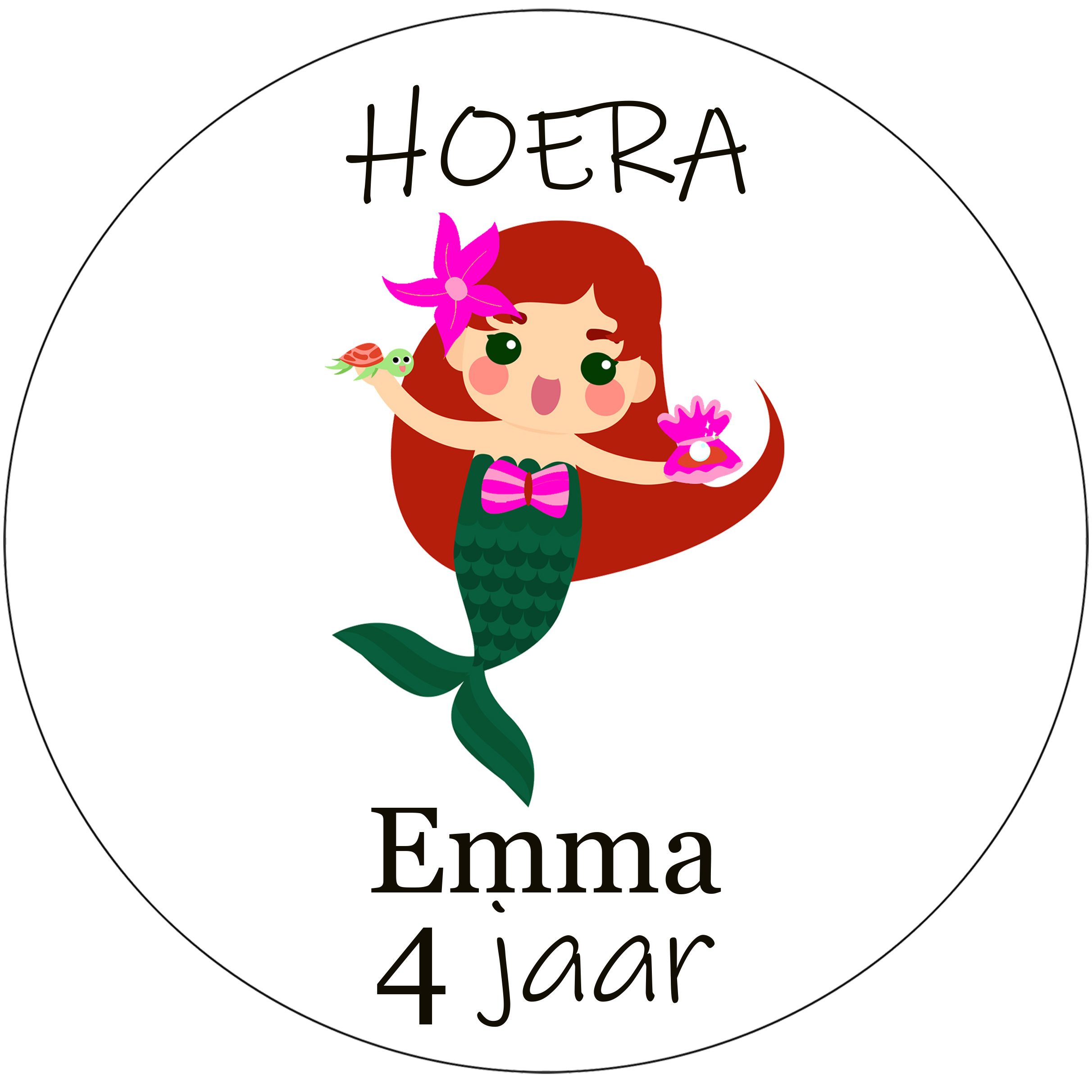 Zeemeerminnen traktatie naamsticker