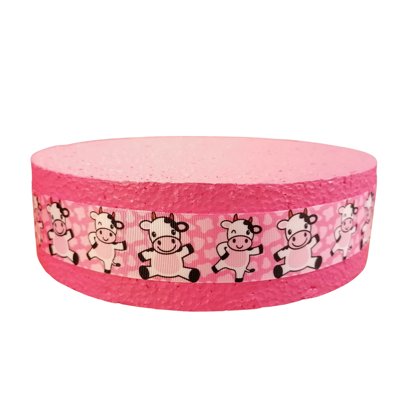 Taart traktatie display rond roze boerderij koe