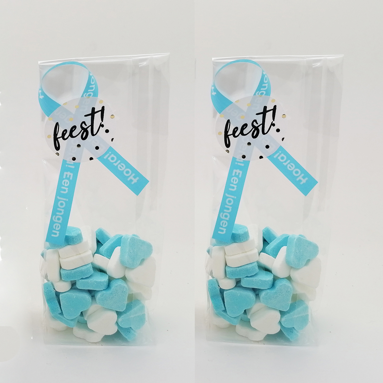 Geboorte traktaties jongens boy blauw wit snoep