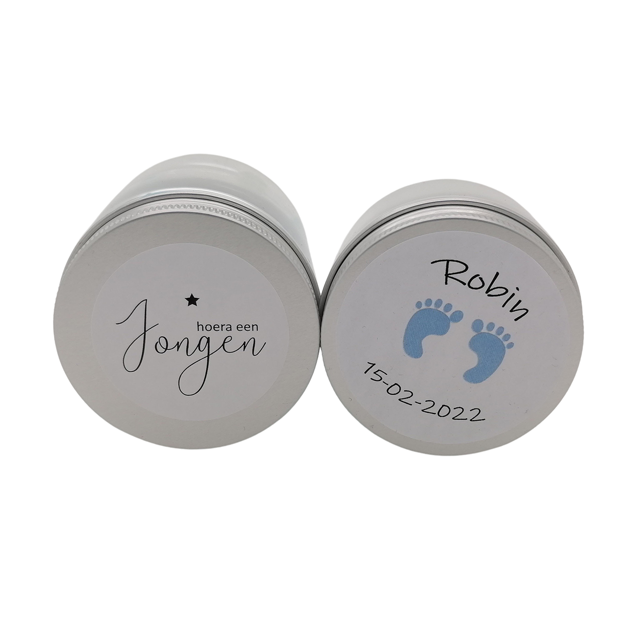 Geboorte traktaties met naam jongen blauw