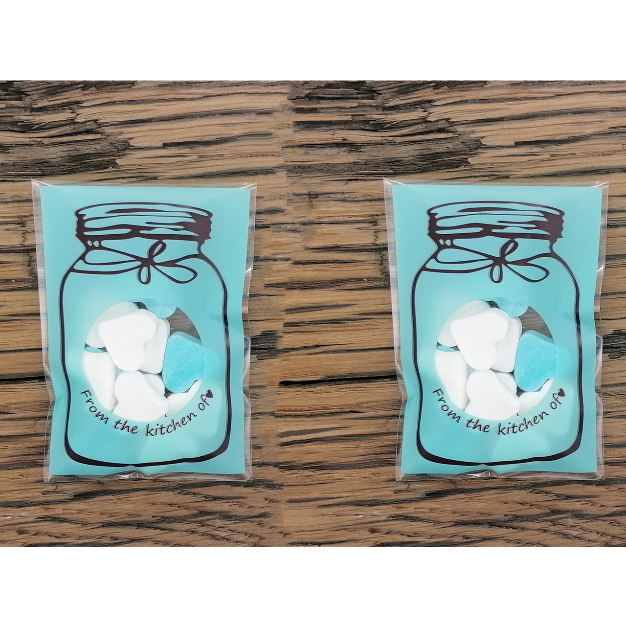 From the kichen off love snoep hartjes blauw Uitdeelzakjes hartjes snoep from the kitchen off love