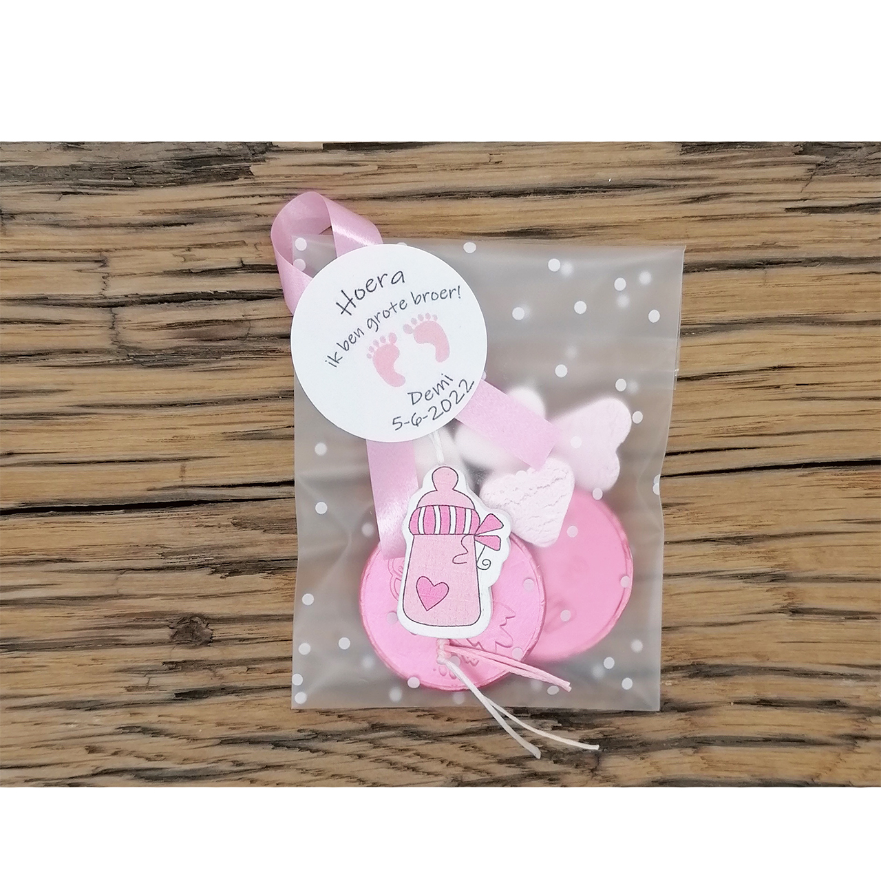 geboorte bedankje meisje roze met naam