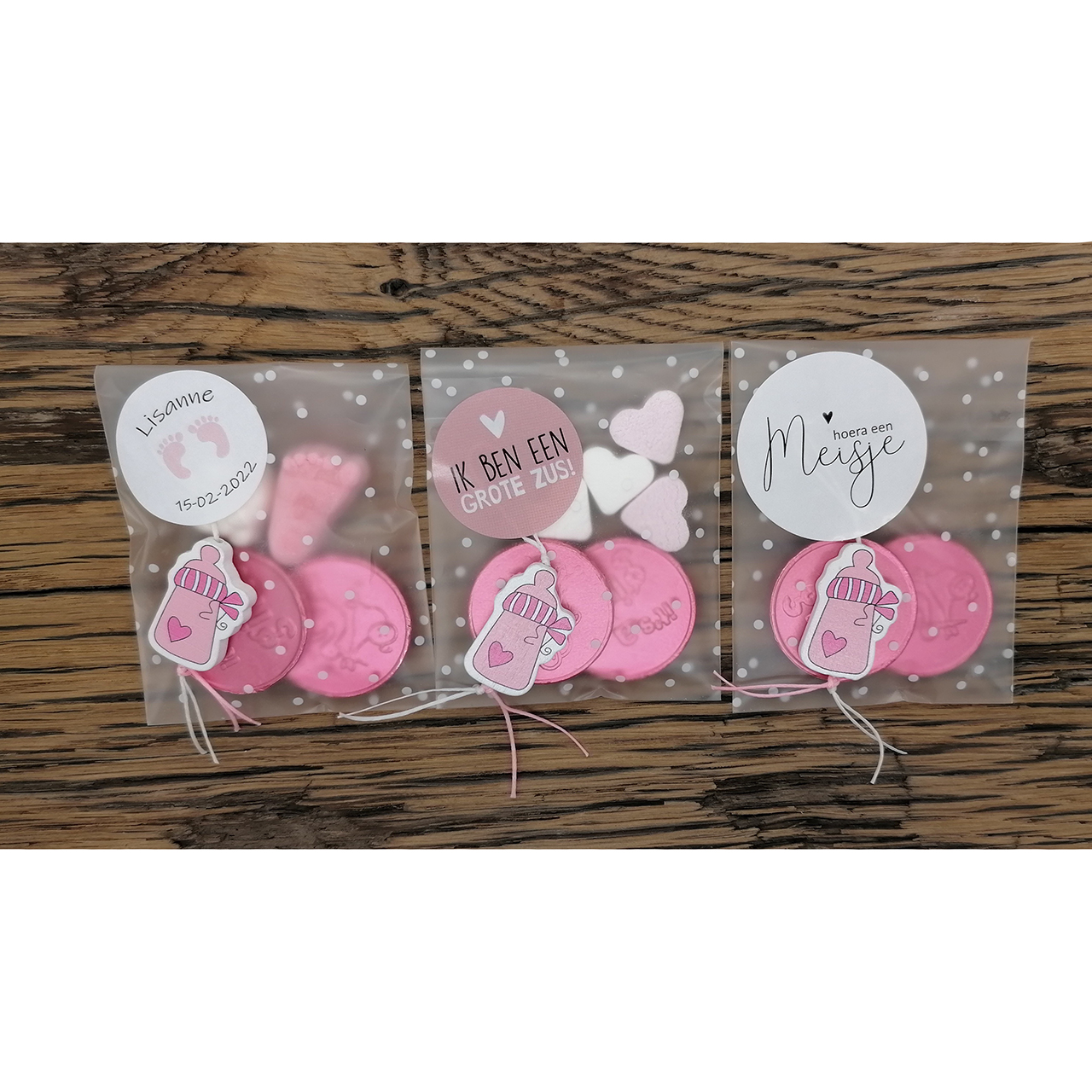 Meisje geboorte bedankje snoep