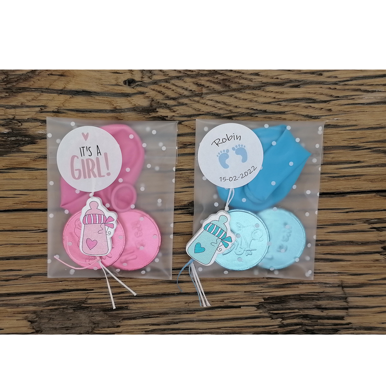 Geboorte bedankje chololade munt ballon