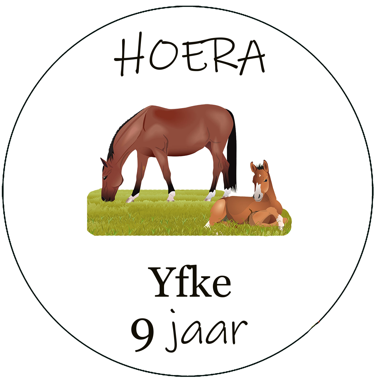 Paarden traktatie naamstickers met naam en leeftijd