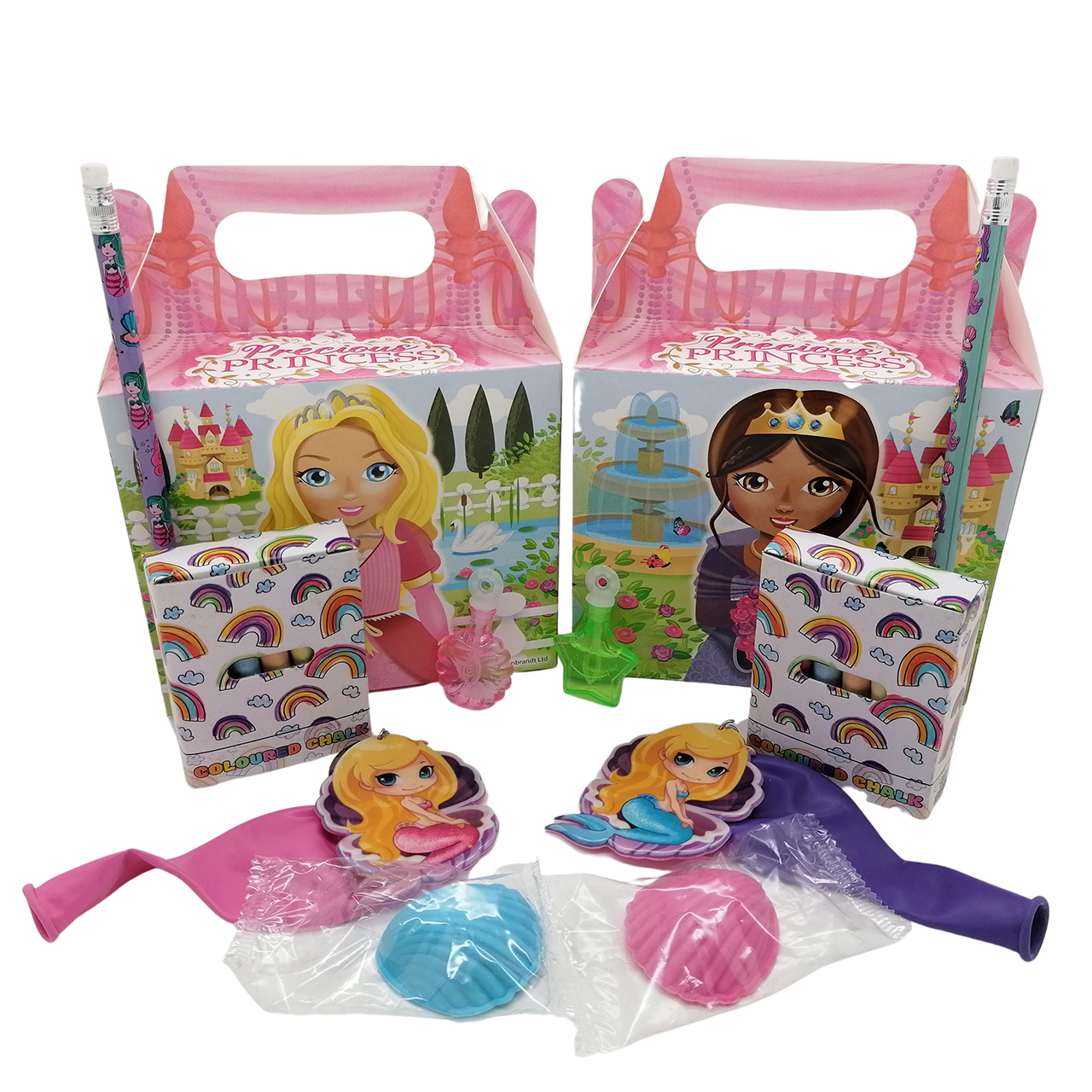 Prinsessen traktatie doosje uitdelen school Prinsessen traktaties doosjes stoepkrijt ballon