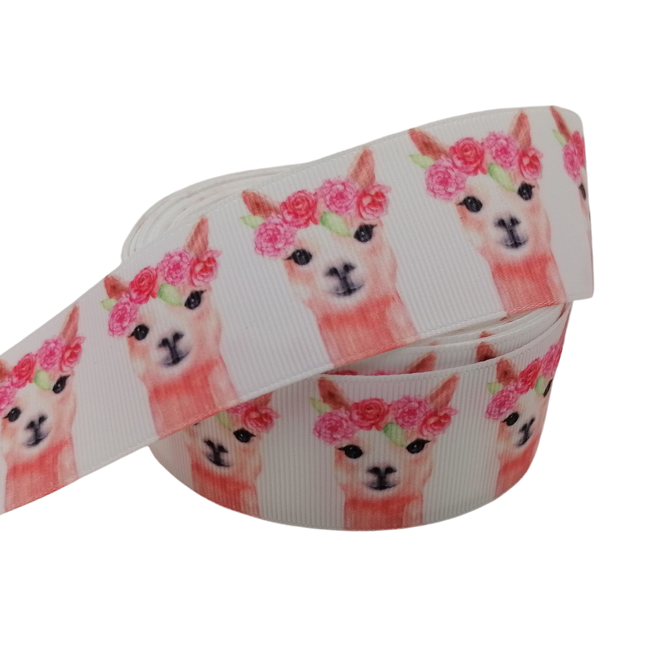 Traktatie display lint grosgrain alpaxa Wit roze alpaca dieren grosgrain lint 40mm