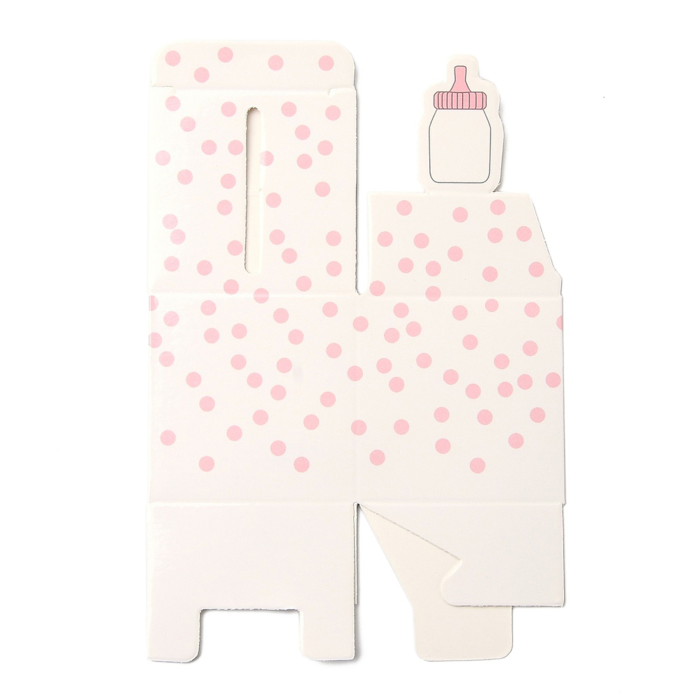 Traktatie doosje roze wit geboorte fles meisje