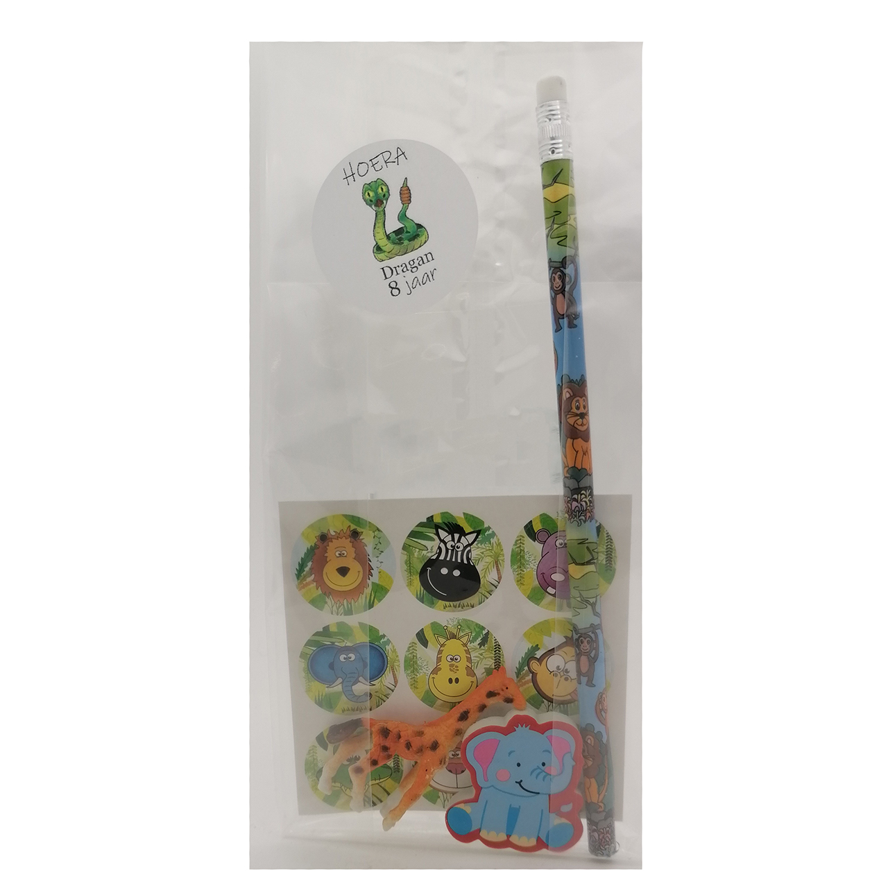 Sticker + gum jungle dieren traktatie