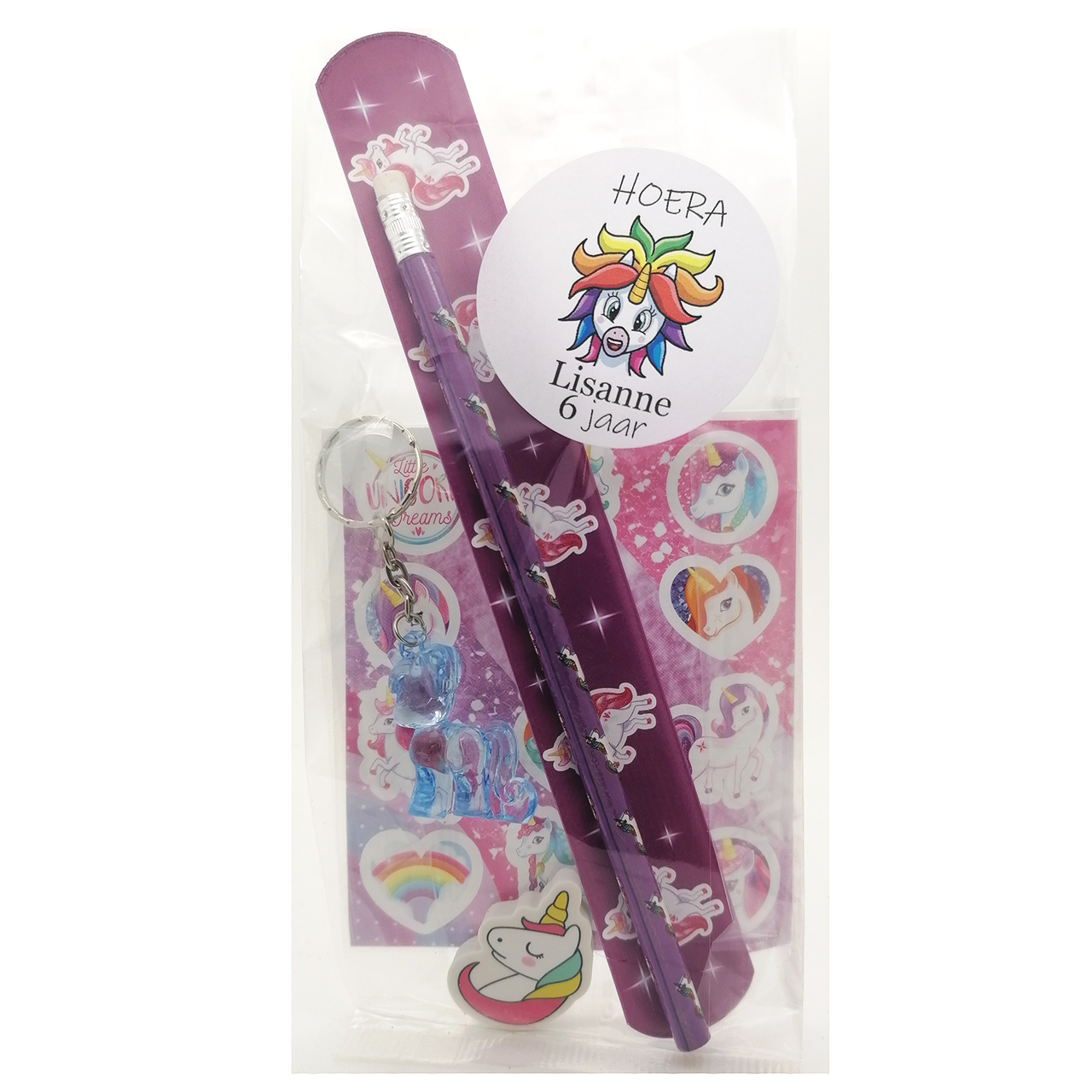 Klaparmband sticker eenhoorn kant en klare traktaties Eenhoorn sticker armband traktatie