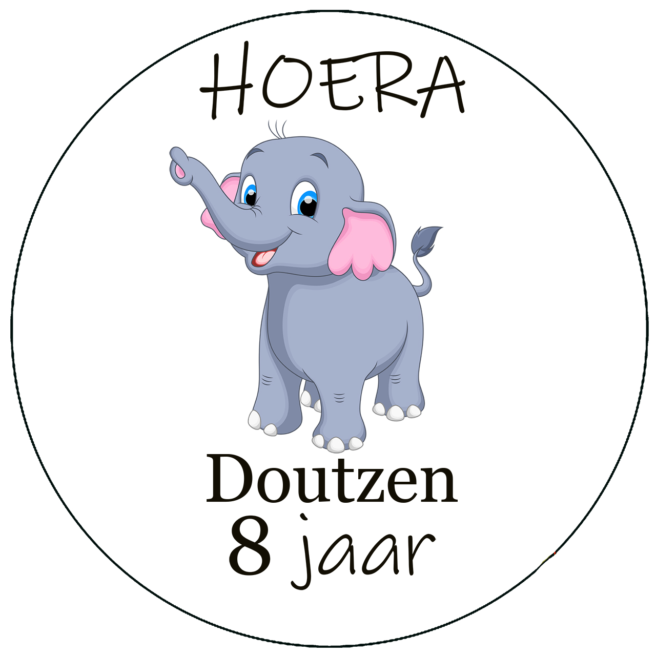 Naamsticker 039 jungle olifant doutzen Olifanten stickers met naam en leeftijd