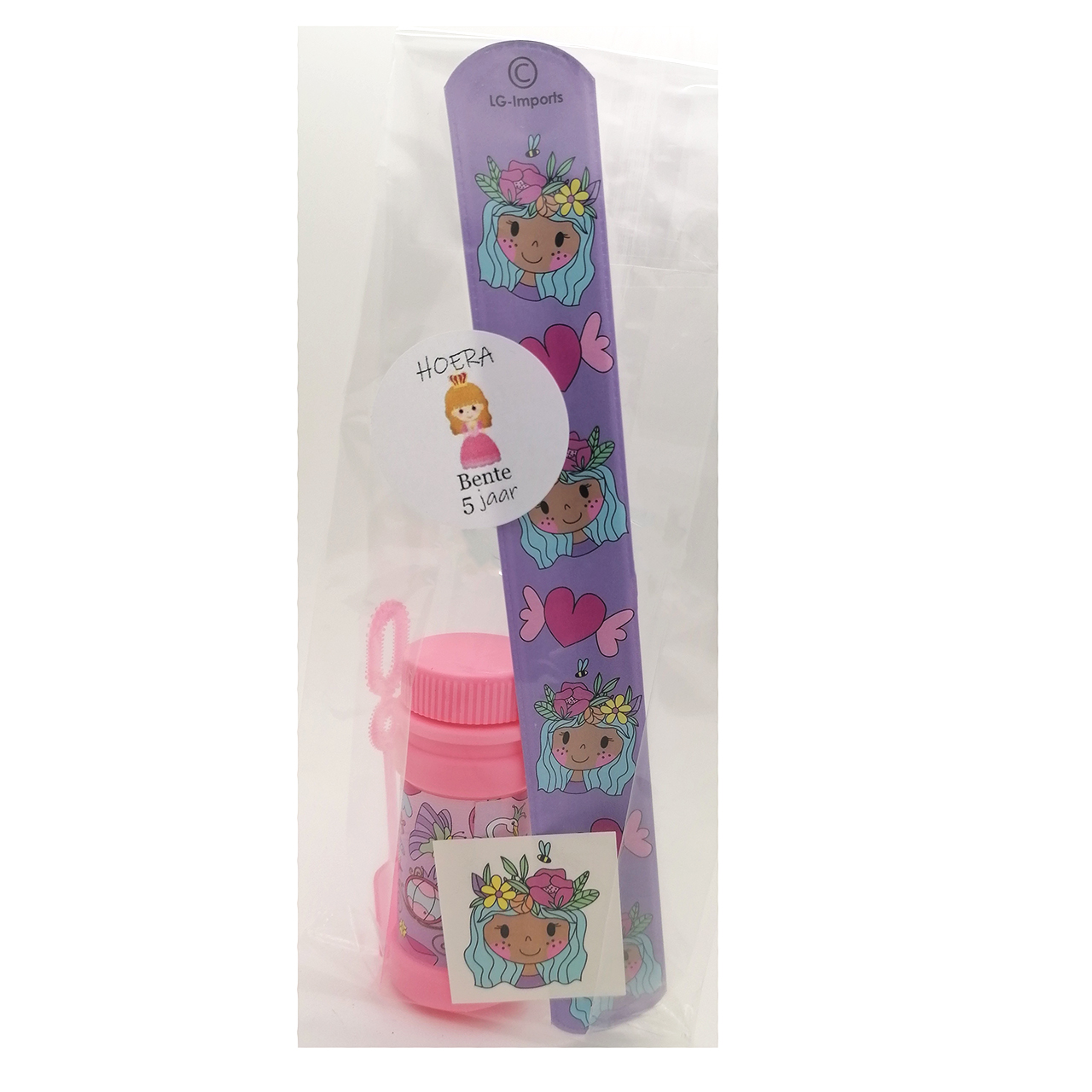 Prinsessen bellenblaas traktaties kant en klaar meisjes Bellenblaas prinses traktatie klaparmband + tattoo