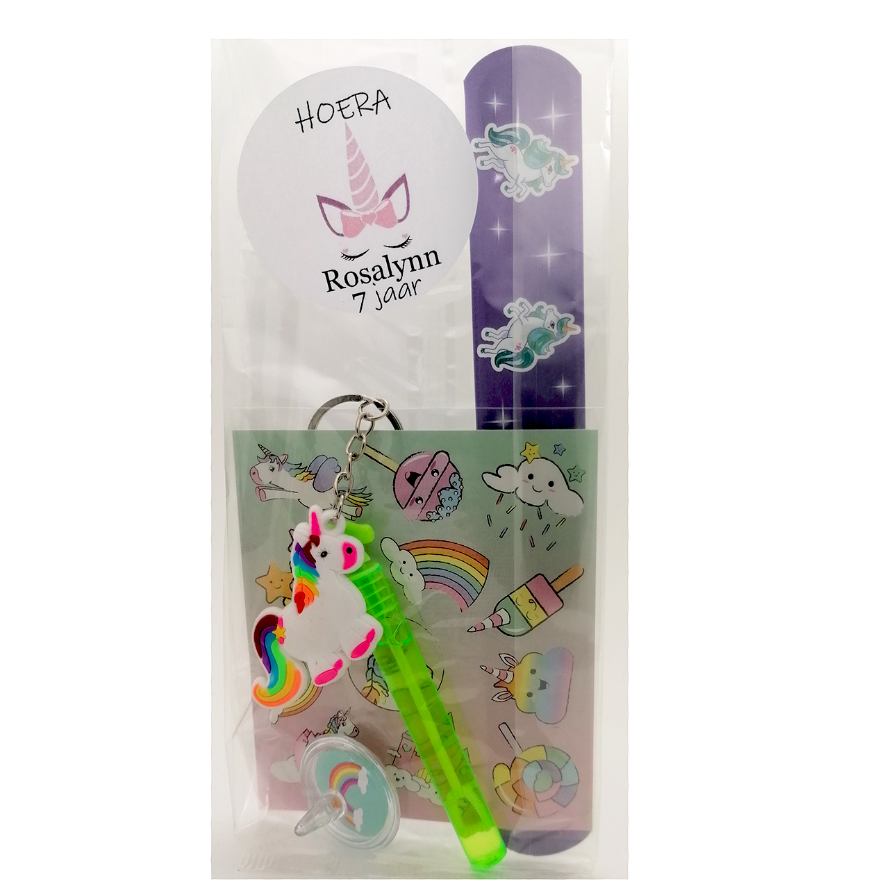 Bellenblaas traktatie sleutelhanger klaparmband eenhoorn