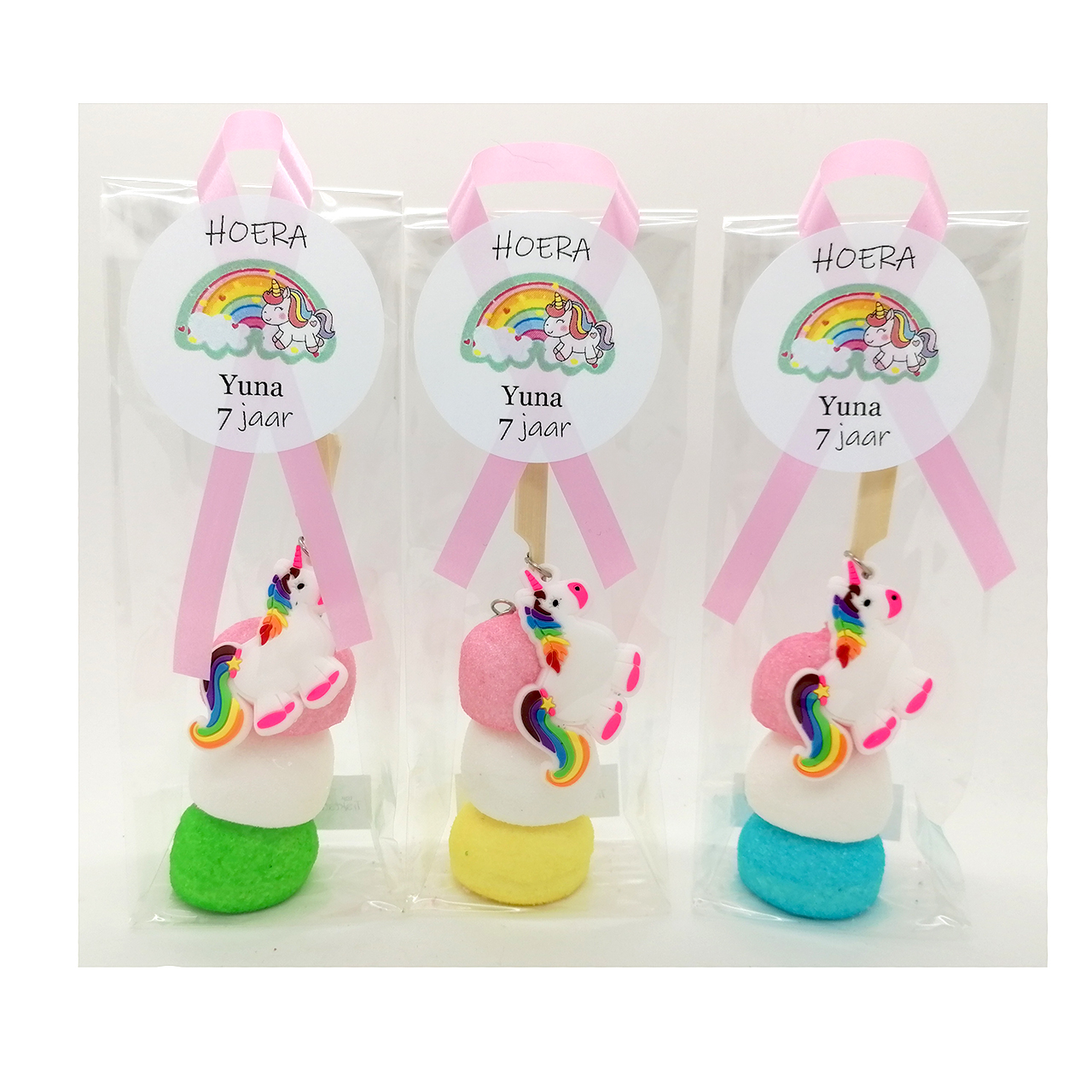 Unicorn traktatie spelbol sleutelhanger snoep