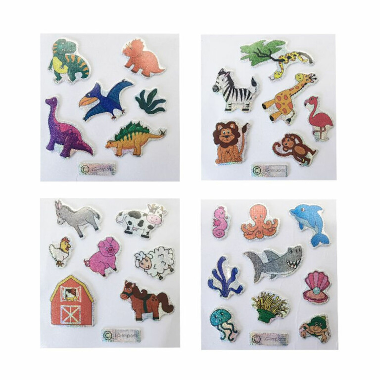 Traktatie cadeautjes stickervelletjes glitters dieren