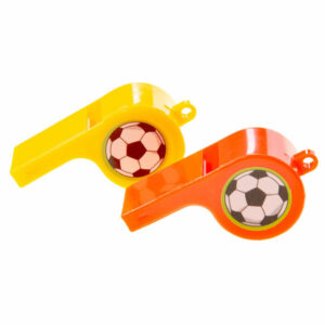 Gekleurde voetbal fluitjes