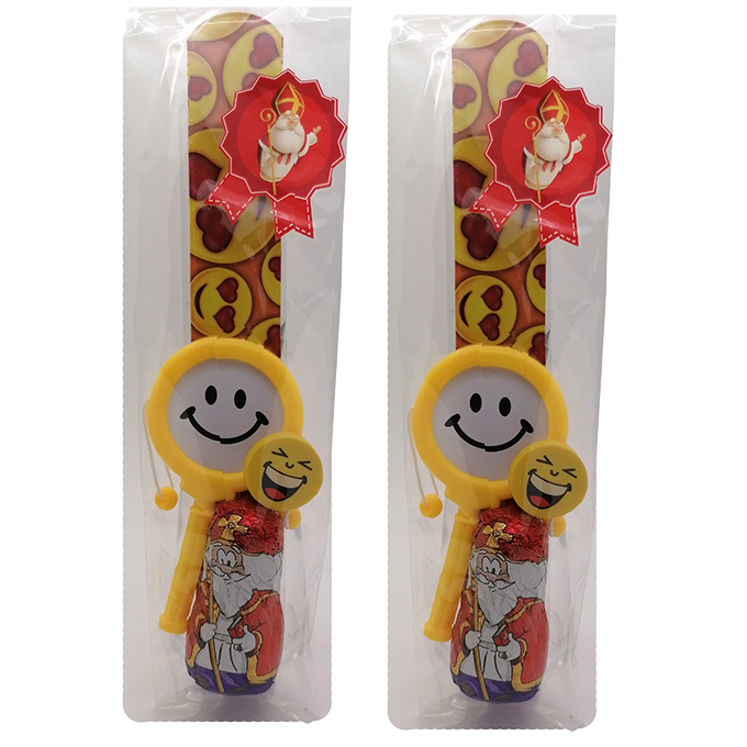 Schoencadeautjes klaparmband smiley drum chocolade sint