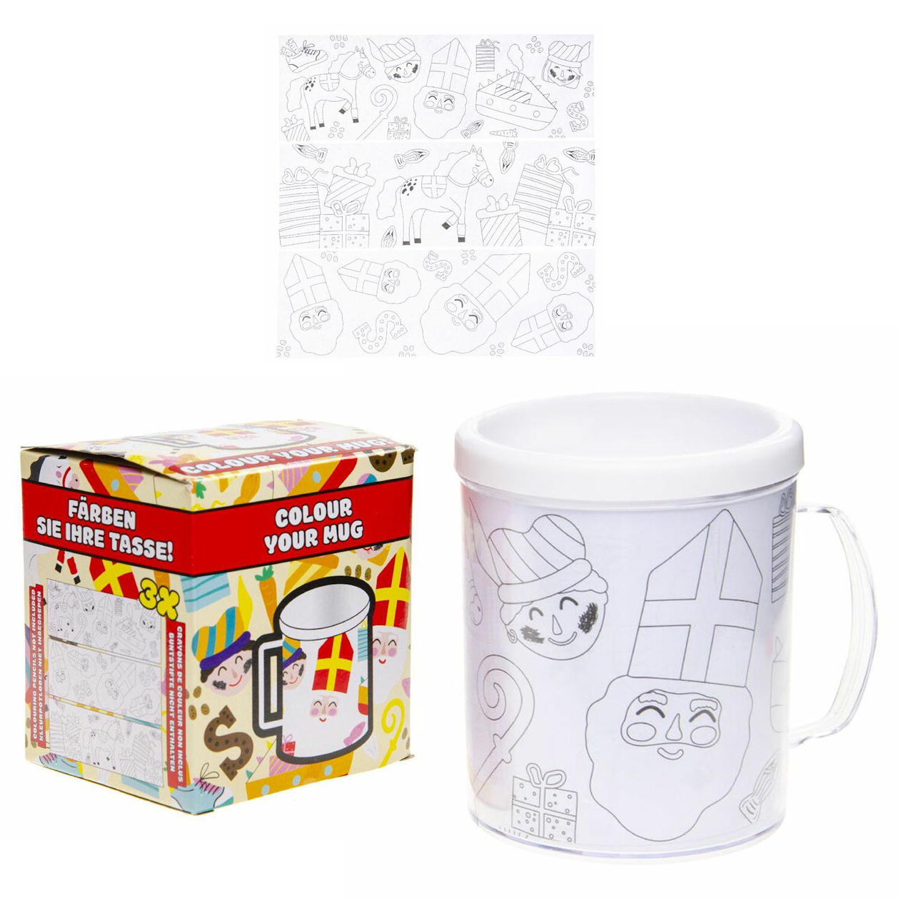 Schoencadeautjes drinkbeker inkleuren zelf maken creatief Beker schoencadeautjes inkleuren DIY