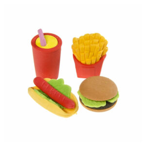 Traktatie cadeautje fastfood gummetje hamburgers patat drinken hotdog