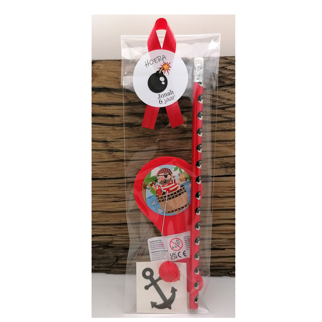 Piraat thema traktaties tattoo potlood paddle bat