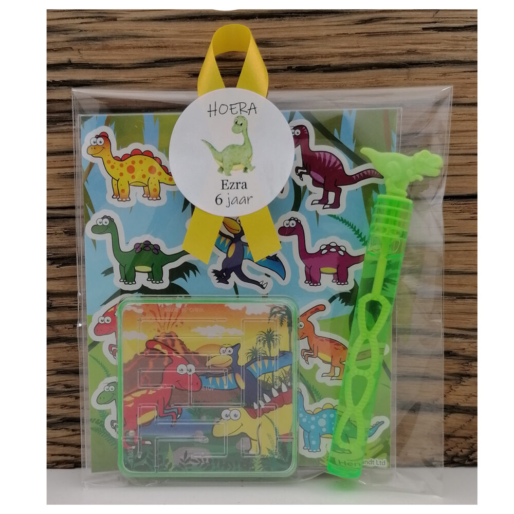 Bellenblaas stickervel spelletje dino traktatie