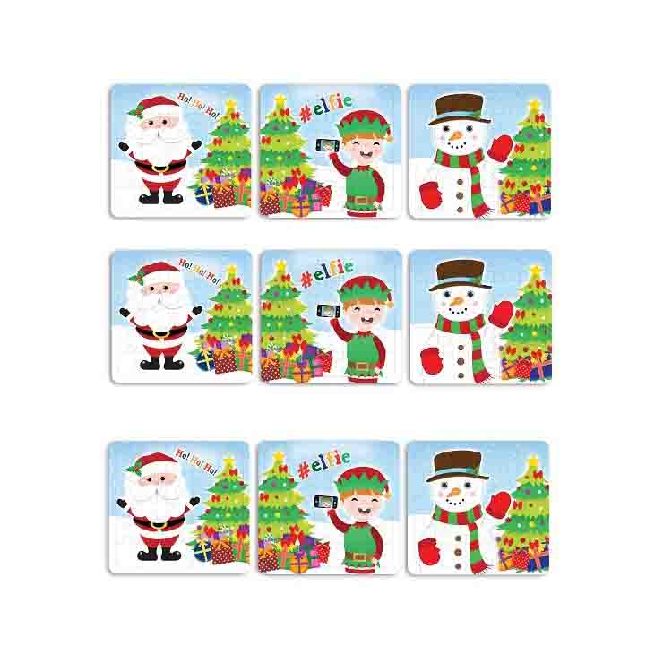 Kers kinderpuzzel traktatie cadeautje Kerstmis puzzel uitdeelcadeautje