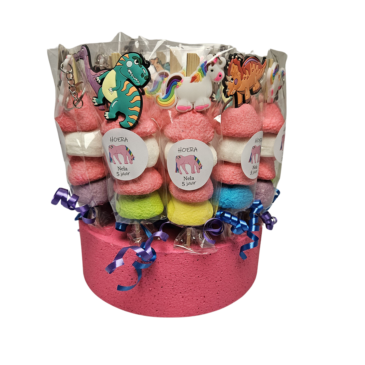 Spekbollen taart sleutelhanger dino unicorn