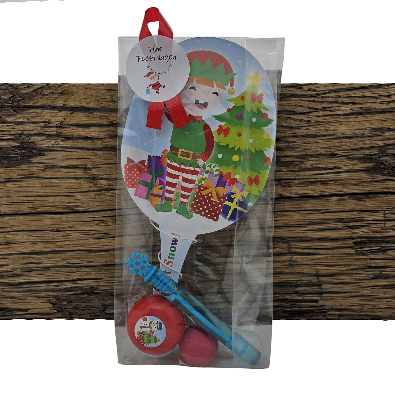 Bellenblaas paddle bat jojo kerst uitdeelcadeautjes trakteren school Kerst traktatie jojo bellenblaas paddle bat spel