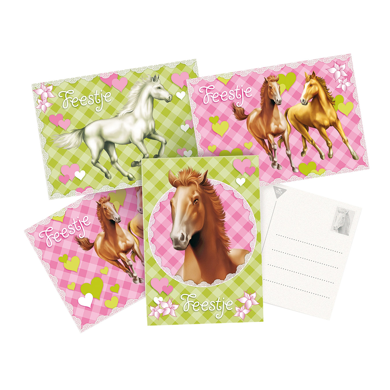 Uitnodiging feestje paarden kaartje