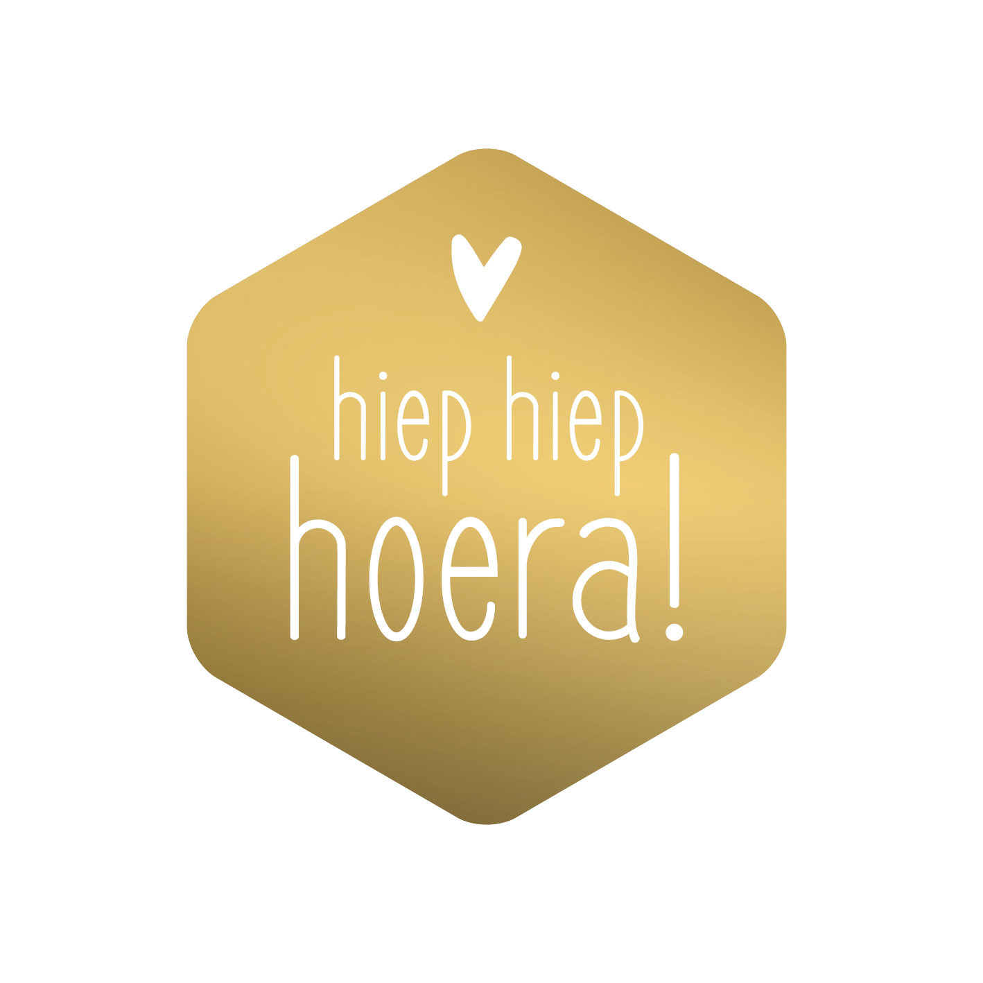 Wenssticker goud wit hiep hiep hoera!