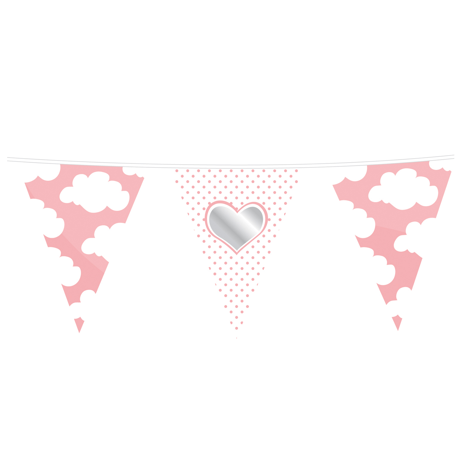 Geboorte meisje roze vlaggetjes geboorte versiering kraamfeest Vlaggenlijn geboorte meisje roze wolken feestversiering