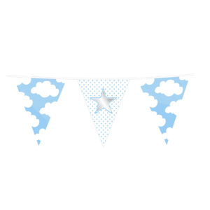Blauwe vlaggetjes wolkjes ster geboorte jongen feestje