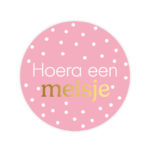 Hoera een meisje lichtroze goud