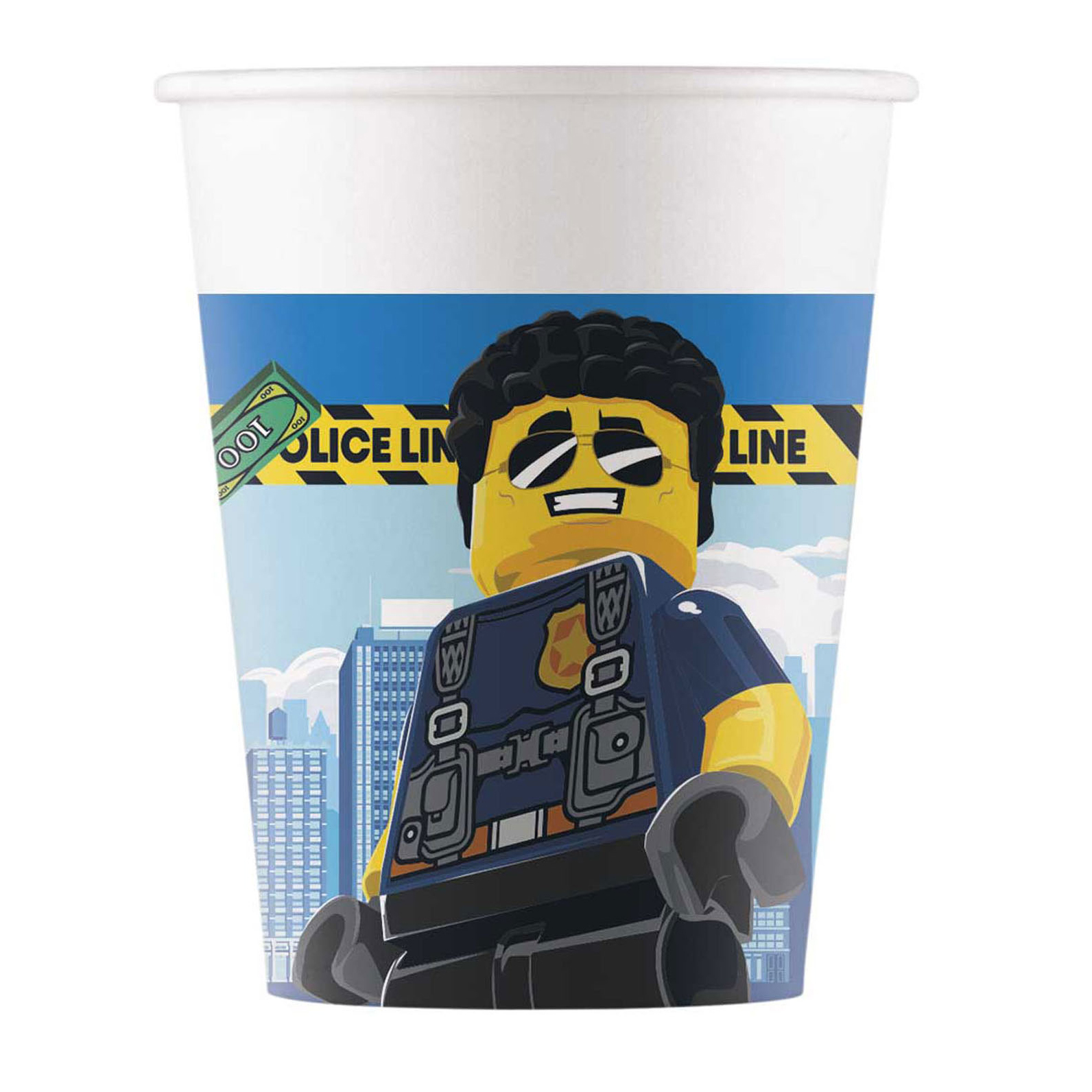 Lego city papieren bekertjes thema kinderfeest versiering Lego papieren drinkbekertjes thema feestversiering