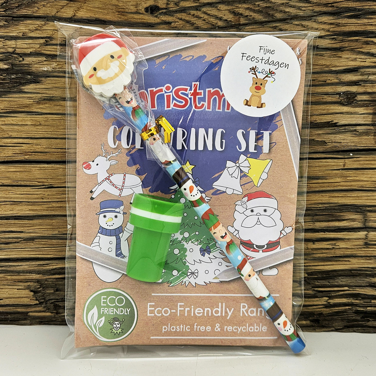 Kerstmis traktatie potlood stempel kleurboekje eco Kersttraktatie school poltood stempel kleurboekje uitdeelcadeautjes kant en klaar